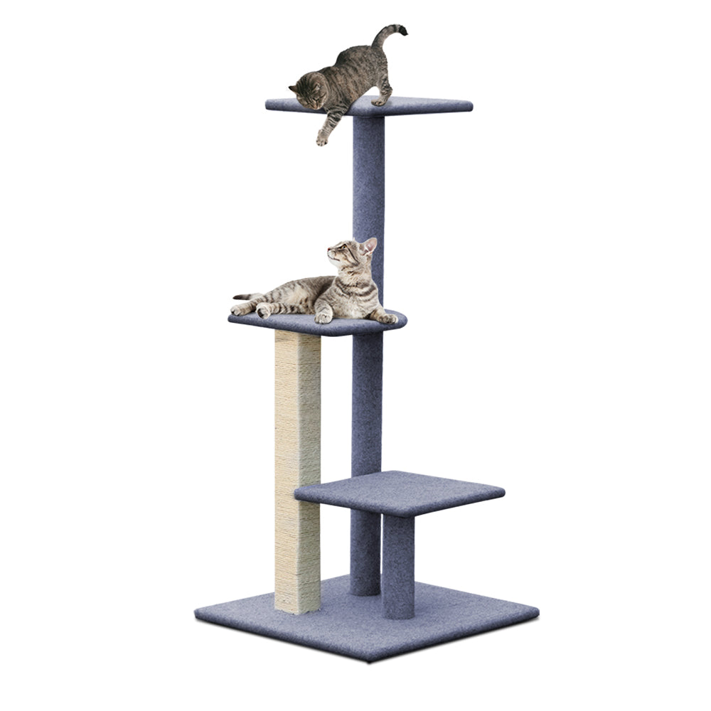 i.Pet Cat Tree 124cm Scratching Post Tower Scratcher Trees Wood Condo Board - SILBERSHELL
