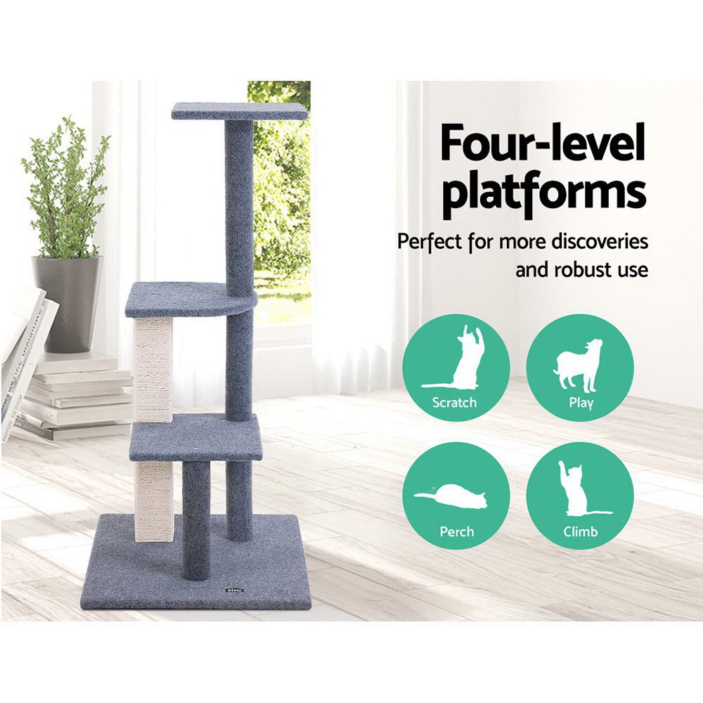 i.Pet Cat Tree 124cm Scratching Post Tower Scratcher Trees Wood Condo Board - SILBERSHELL