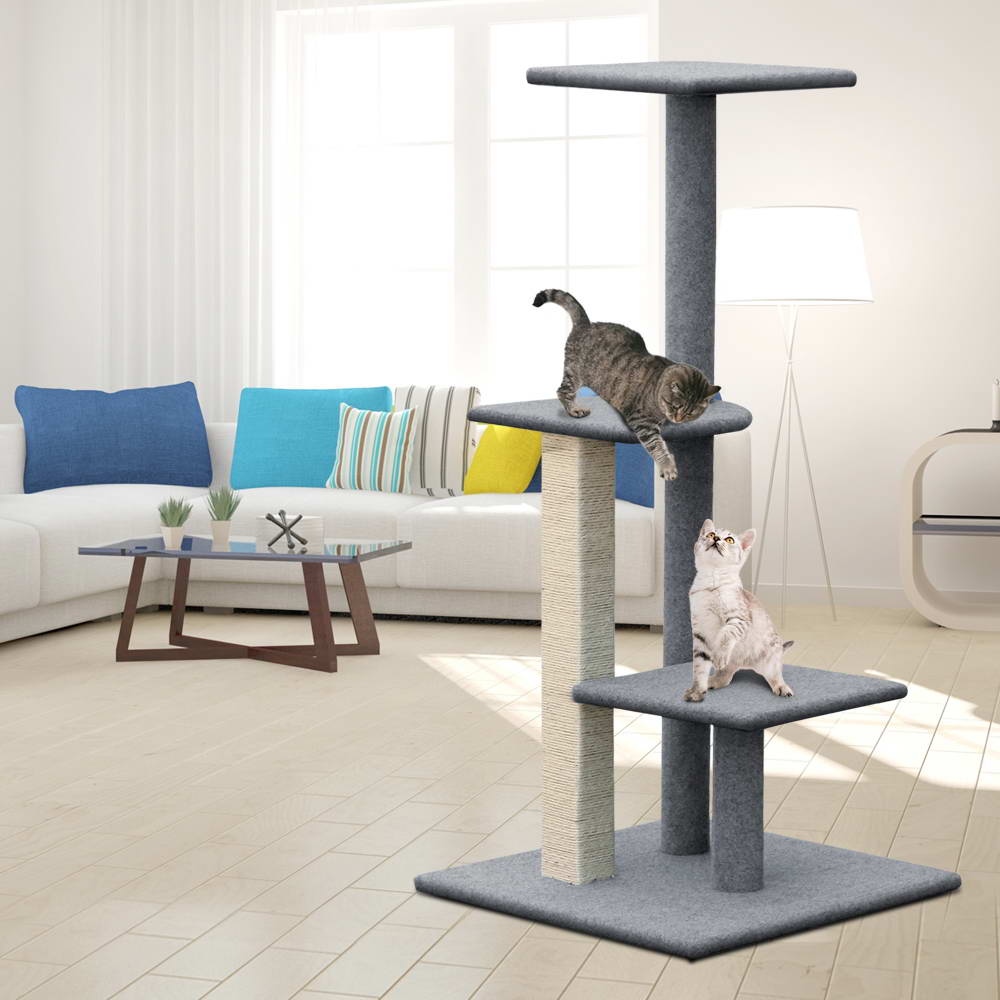 i.Pet Cat Tree 124cm Scratching Post Tower Scratcher Trees Wood Condo Board - SILBERSHELL