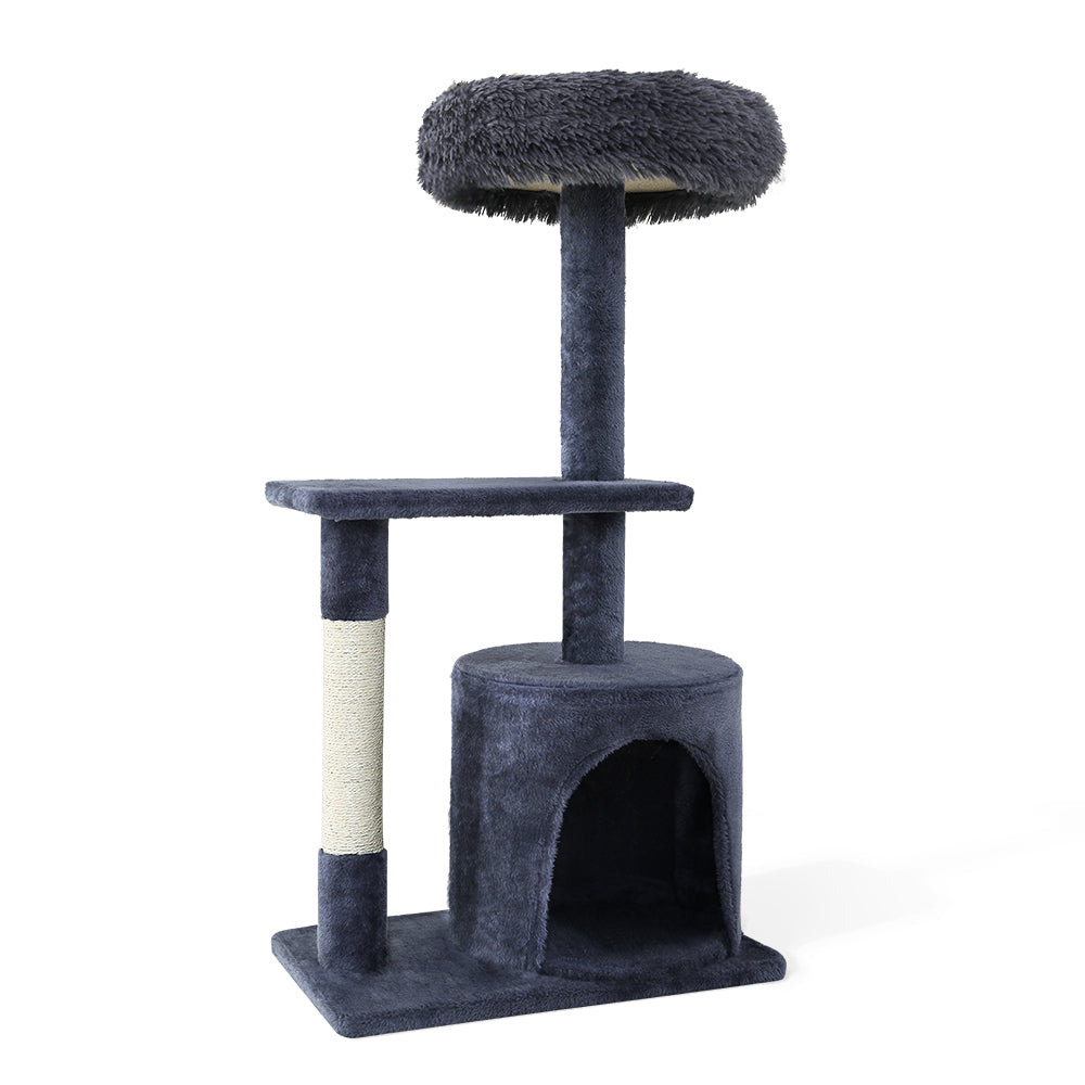 i.Pet Cat Tree 94cm Scratching Post Tower Scratcher Condo House Wood Trees Grey - SILBERSHELL