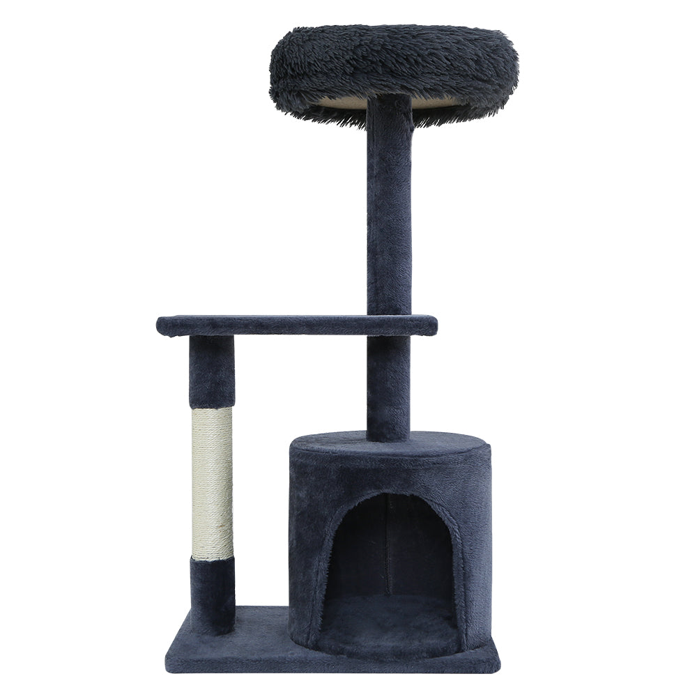 i.Pet Cat Tree 94cm Scratching Post Tower Scratcher Condo House Wood Trees Grey - SILBERSHELL