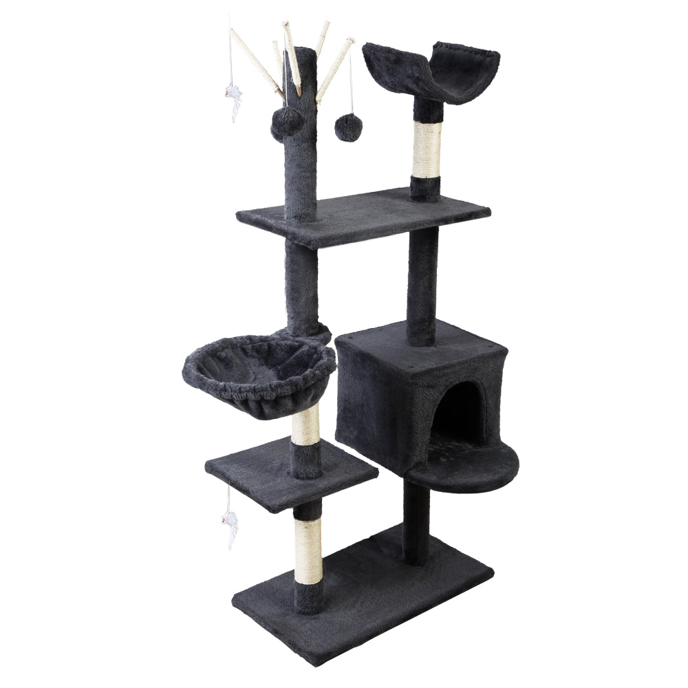 i.Pet Cat Tree 140cm Tower Scratching Post Scratcher Trees Toys Condo Bed Grey - SILBERSHELL