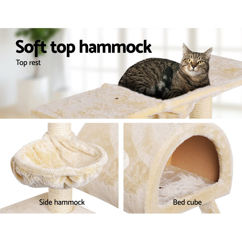 i.Pet Cat Tree 100cm Tower Scratching Post Scratcher Condo House Trees Bed Beige - SILBERSHELL