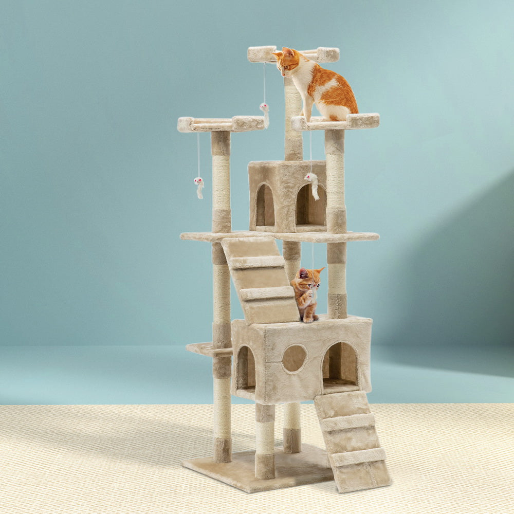 i.Pet Cat Tree 180cm Tower Scratching Post Scratcher Wood Condo House Toys Beige - SILBERSHELL