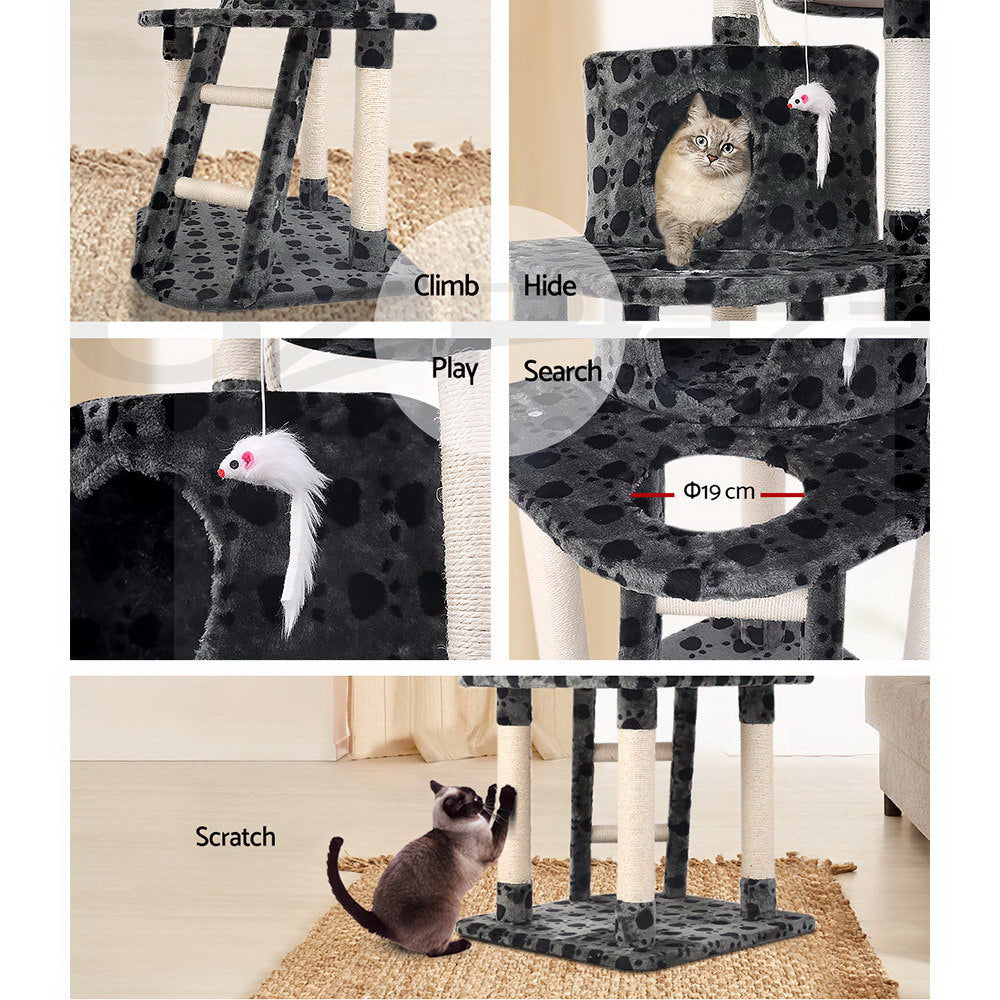 i.Pet Cat Tree 120cm Tower Scratching Post Scratcher Trees Bed Wood Condo Toys Bed - SILBERSHELL