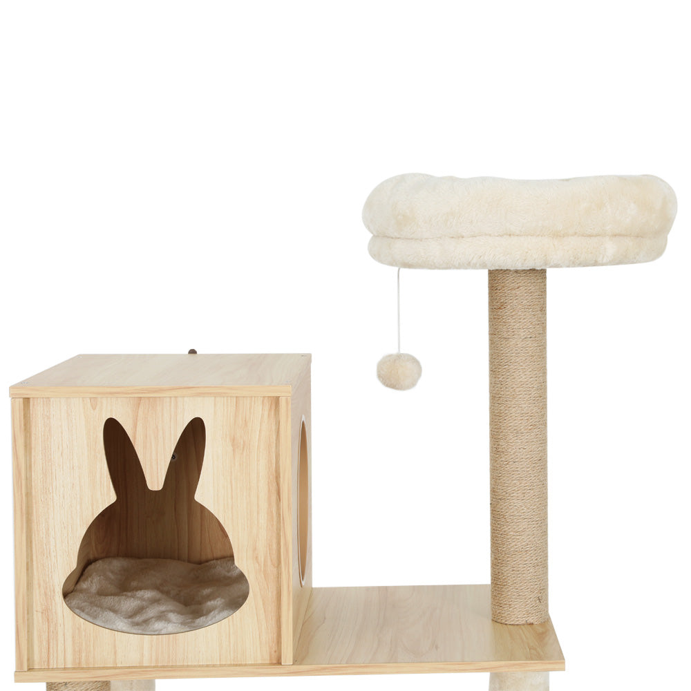 i.Pet Cat Tree 141cm Tower Scratching Post Scratcher Wood Bed Condo Toys House Ladder - SILBERSHELL