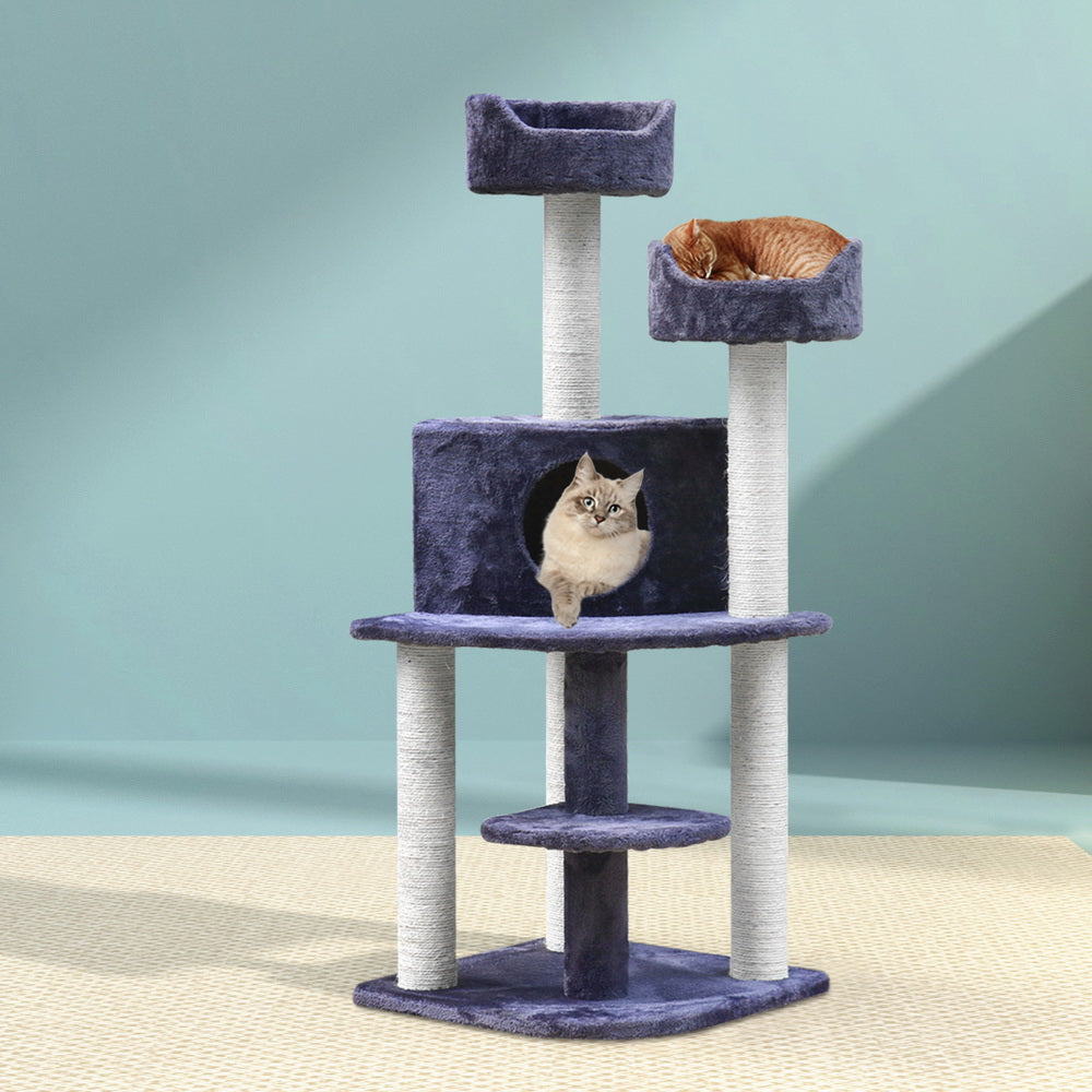 i.Pet Cat Tree 126cm Tower Scratching Post Scratcher Condo Trees House Grey - SILBERSHELL