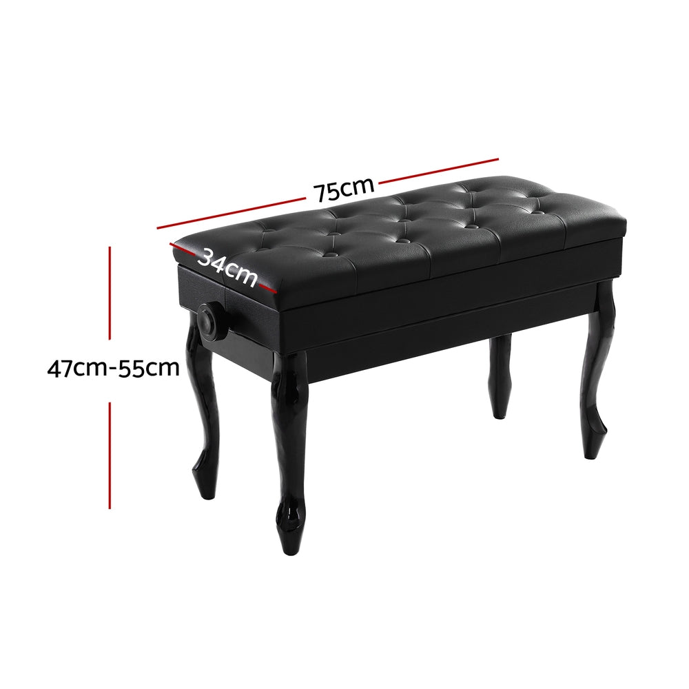 Alpha Piano Bench Stool Adjustable Height Keyboard Seat - SILBERSHELL
