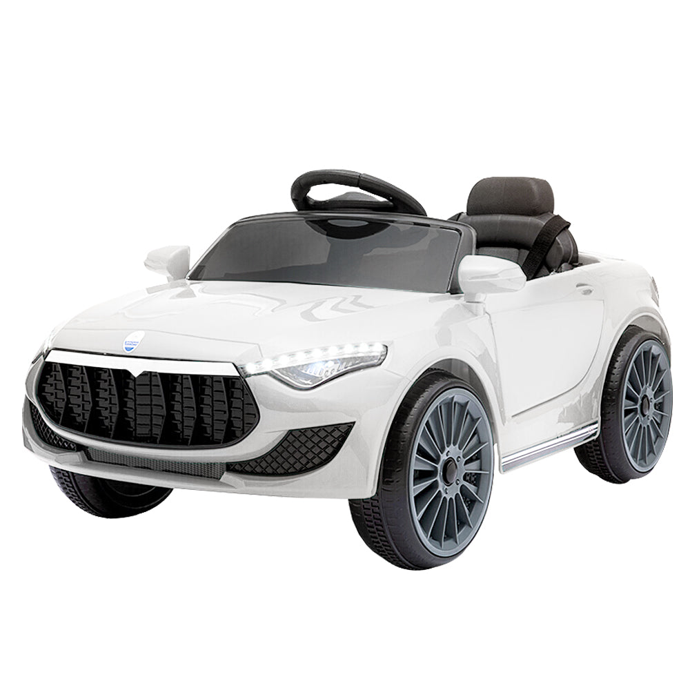 Rigo Kids Electric Ride On Car Cars Music Headlight Remote Control 12V White - SILBERSHELL