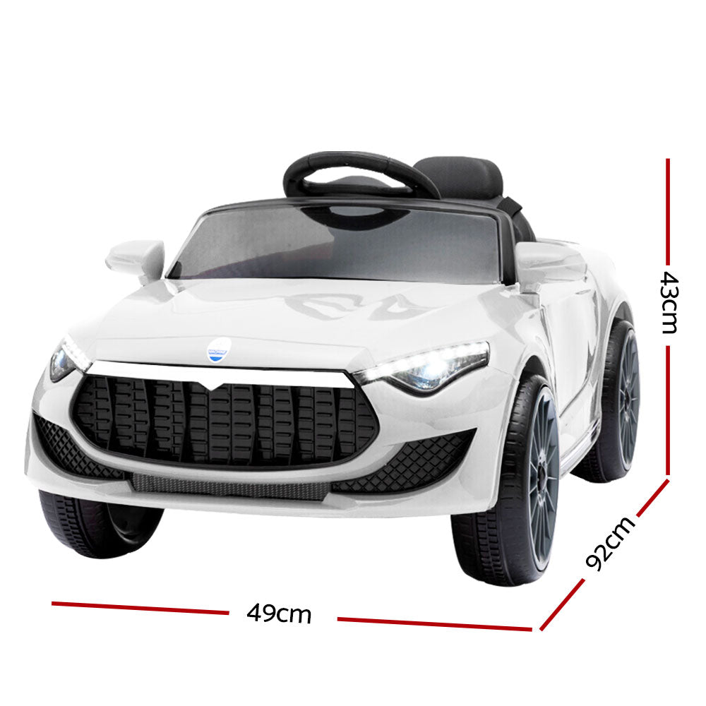 Rigo Kids Electric Ride On Car Cars Music Headlight Remote Control 12V White - SILBERSHELL