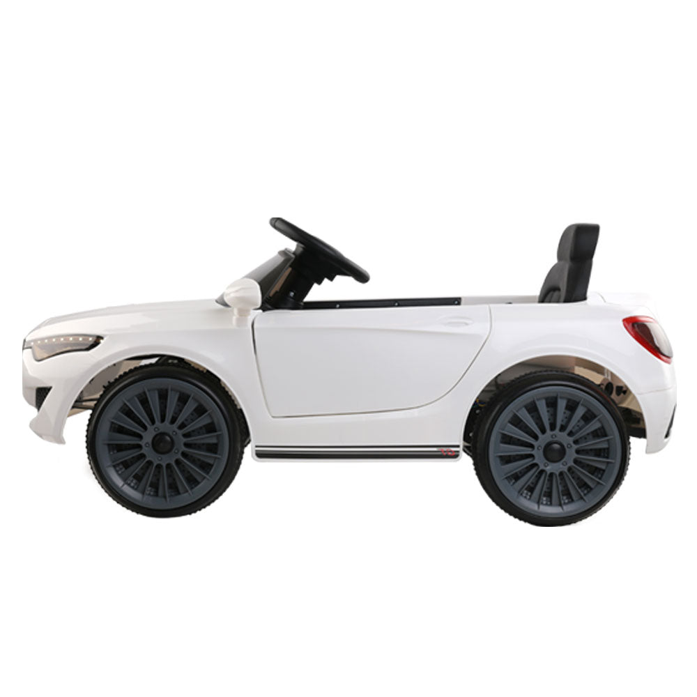 Rigo Kids Electric Ride On Car Cars Music Headlight Remote Control 12V White - SILBERSHELL