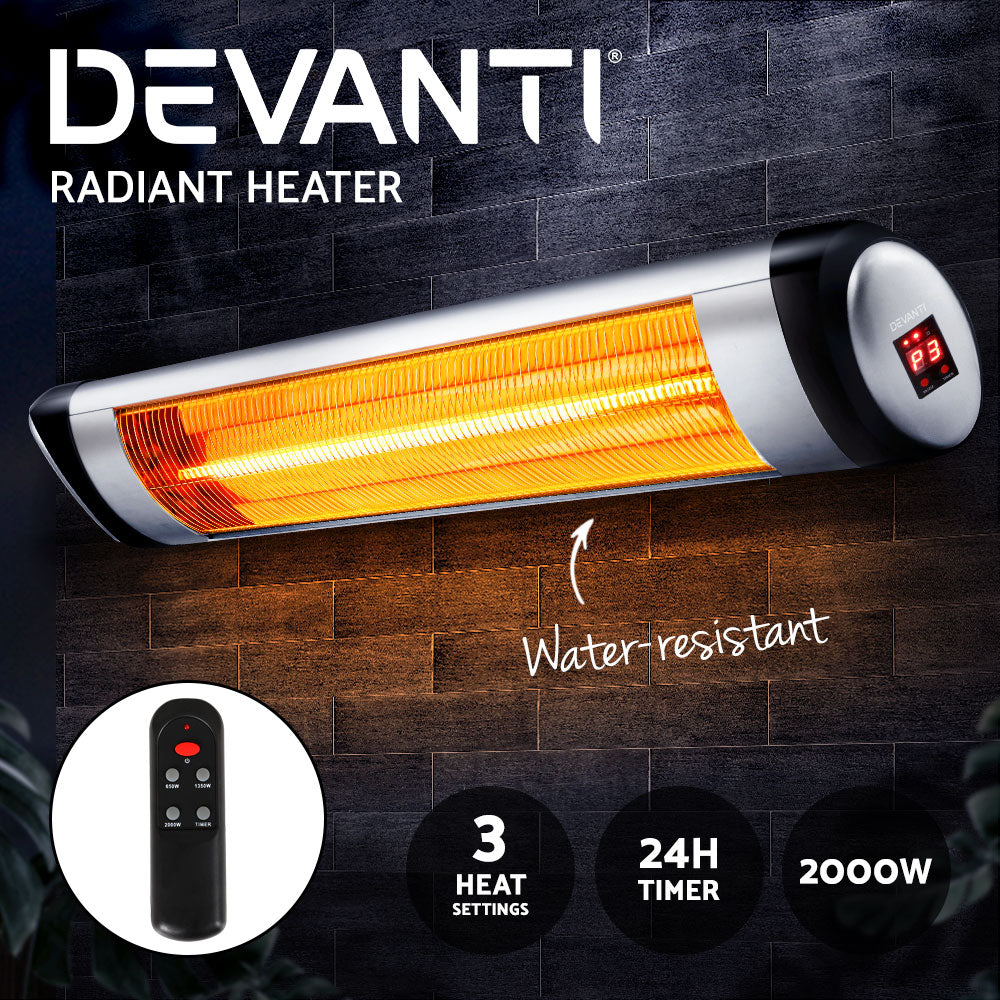 Devanti Electric Strip Heater Radiant Heaters 2000W - SILBERSHELL