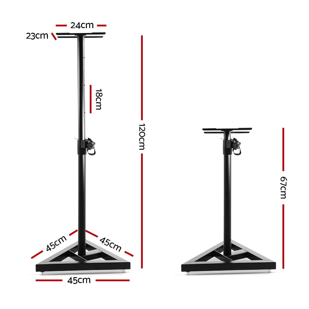 Alpha Speaker Stand 67-120cm Adjustable Height Surround Sound Studio Home 2pcs - SILBERSHELL