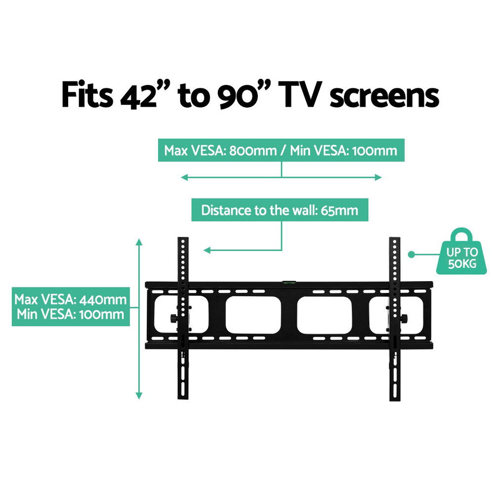 Artiss TV Wall Mount Bracket for 42"-90" LED LCD TVs Tilt Slim Flat Low Profile - SILBERSHELL