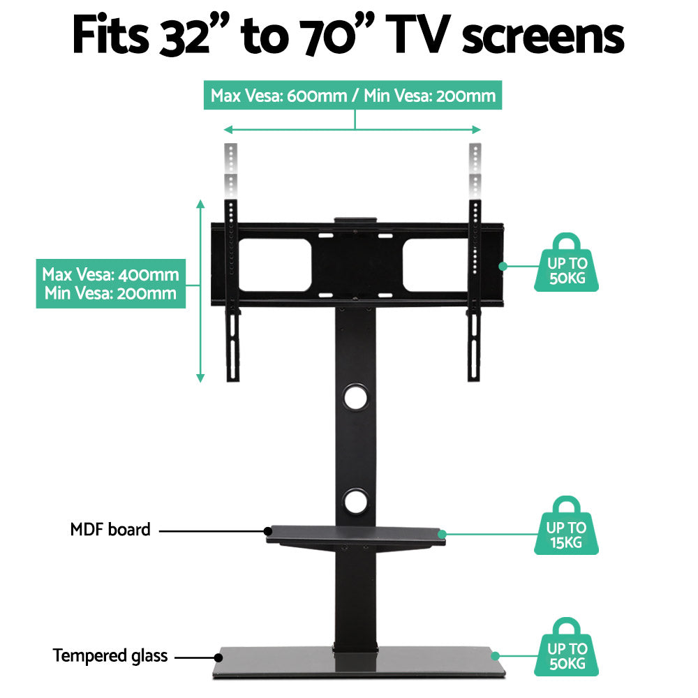 Artiss TV Stand Mount Bracket for 32"-70" LED LCD 2 Tiers Storage Floor Shelf - SILBERSHELL