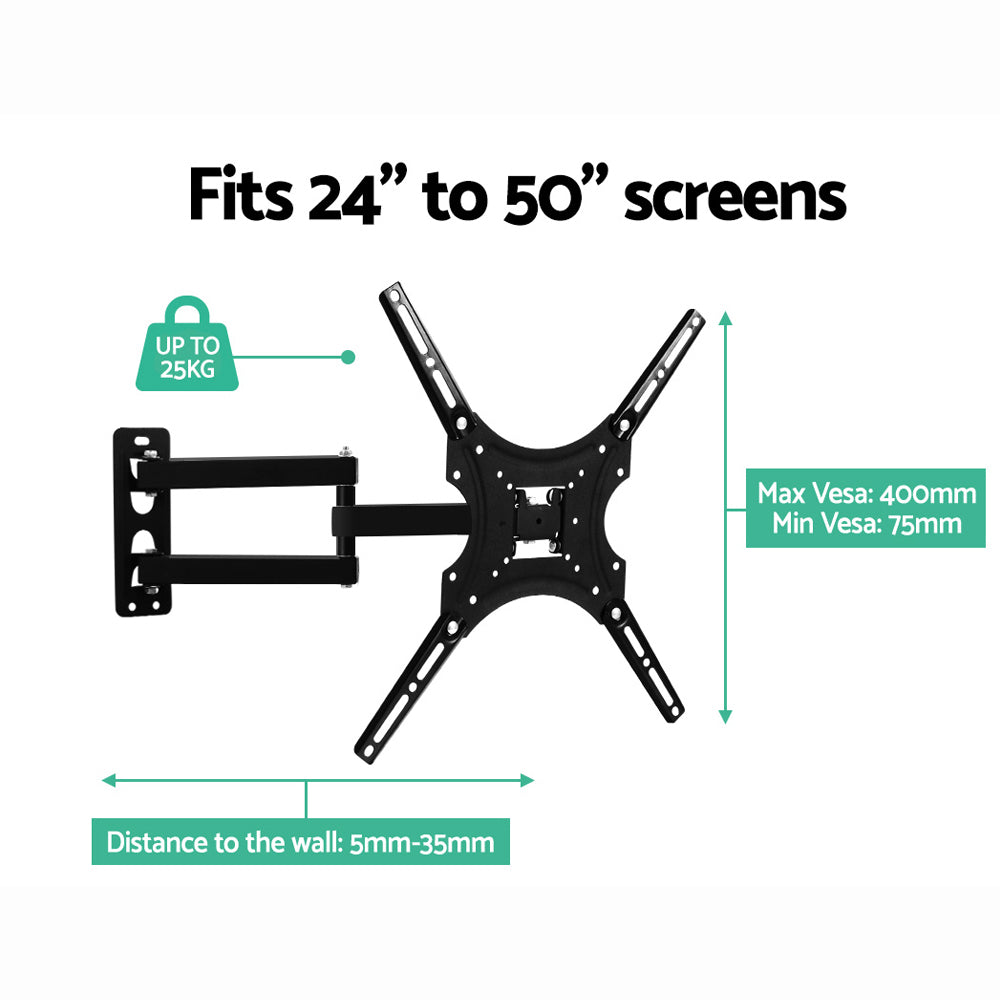 Artiss TV Wall Mount Bracket for 24"-50" LED LCD TVs Full Motion Strong Arms - SILBERSHELL