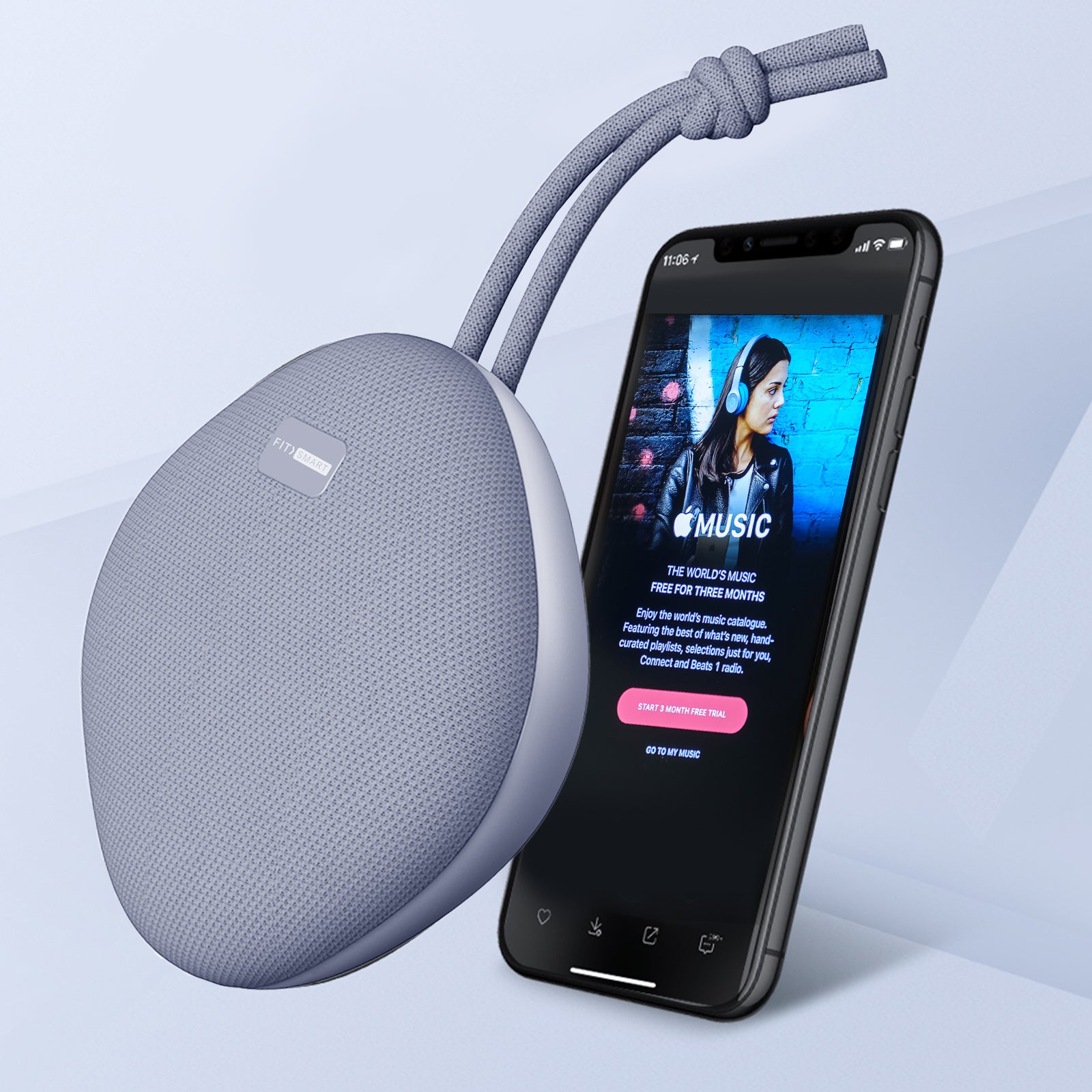 FitSmart Waterproof Bluetooth Speaker Portable Wireless Stereo Sound - Silver - SILBERSHELL