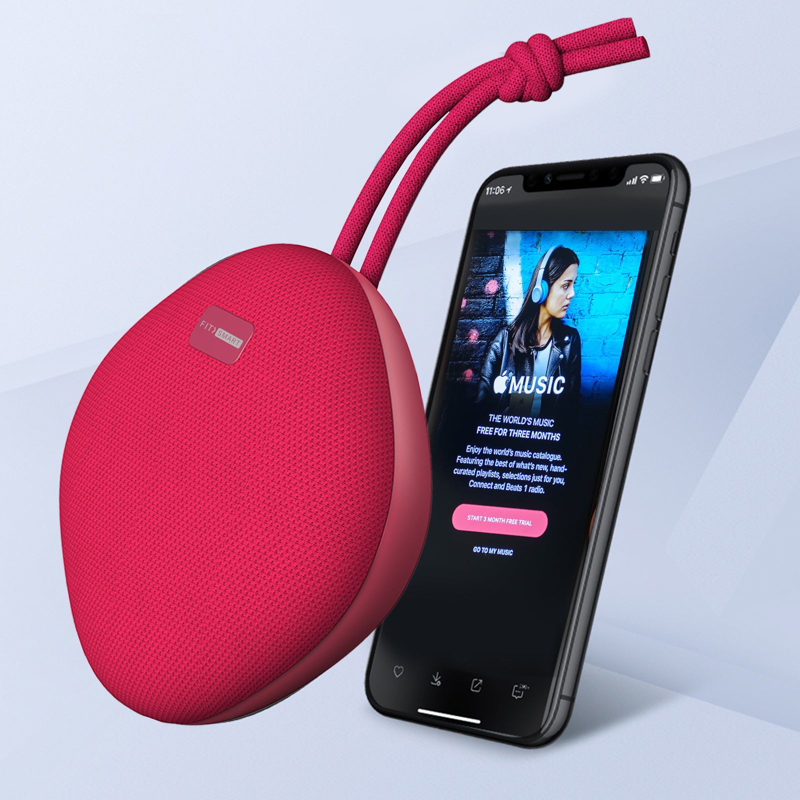 FitSmart Waterproof Bluetooth Speaker Portable Wireless Stereo Sound - Red - SILBERSHELL