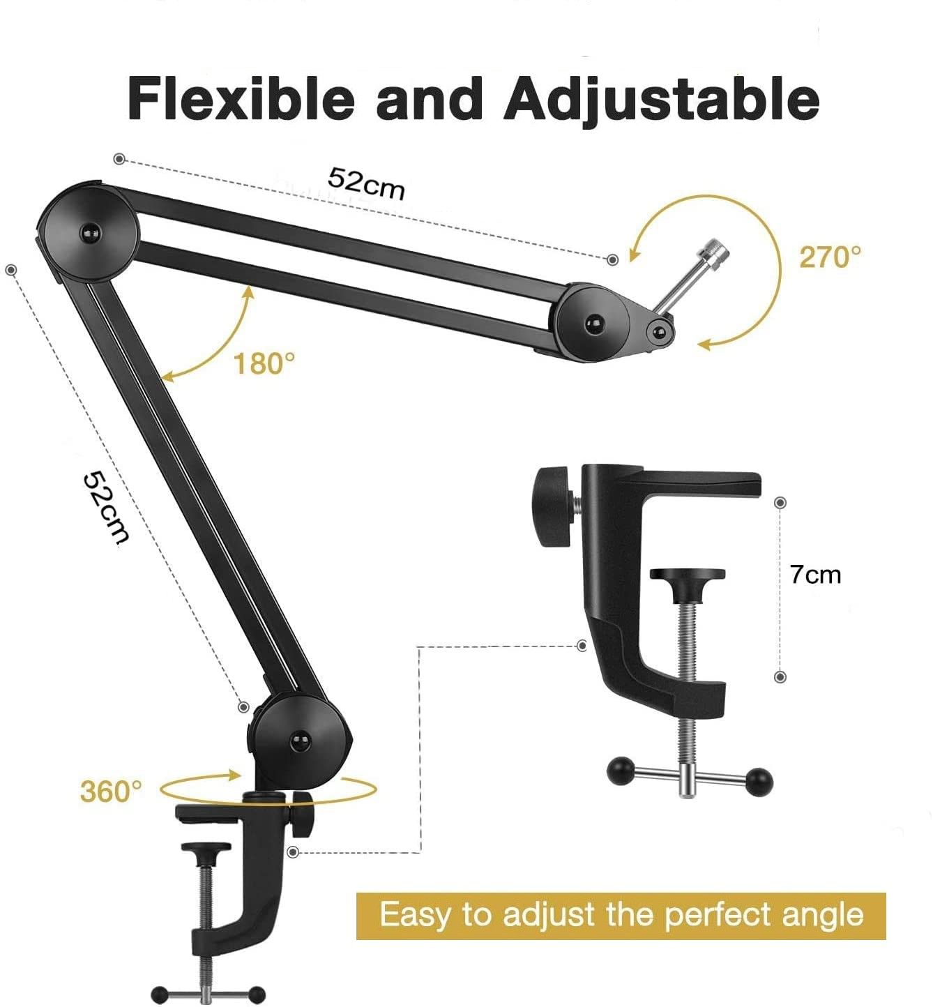 Heavy Duty Microphone Arm Microphone Stand Suspension Scissor Boom Stands with 6" Pop Filter and Cable Ties for Recording - SILBERSHELL