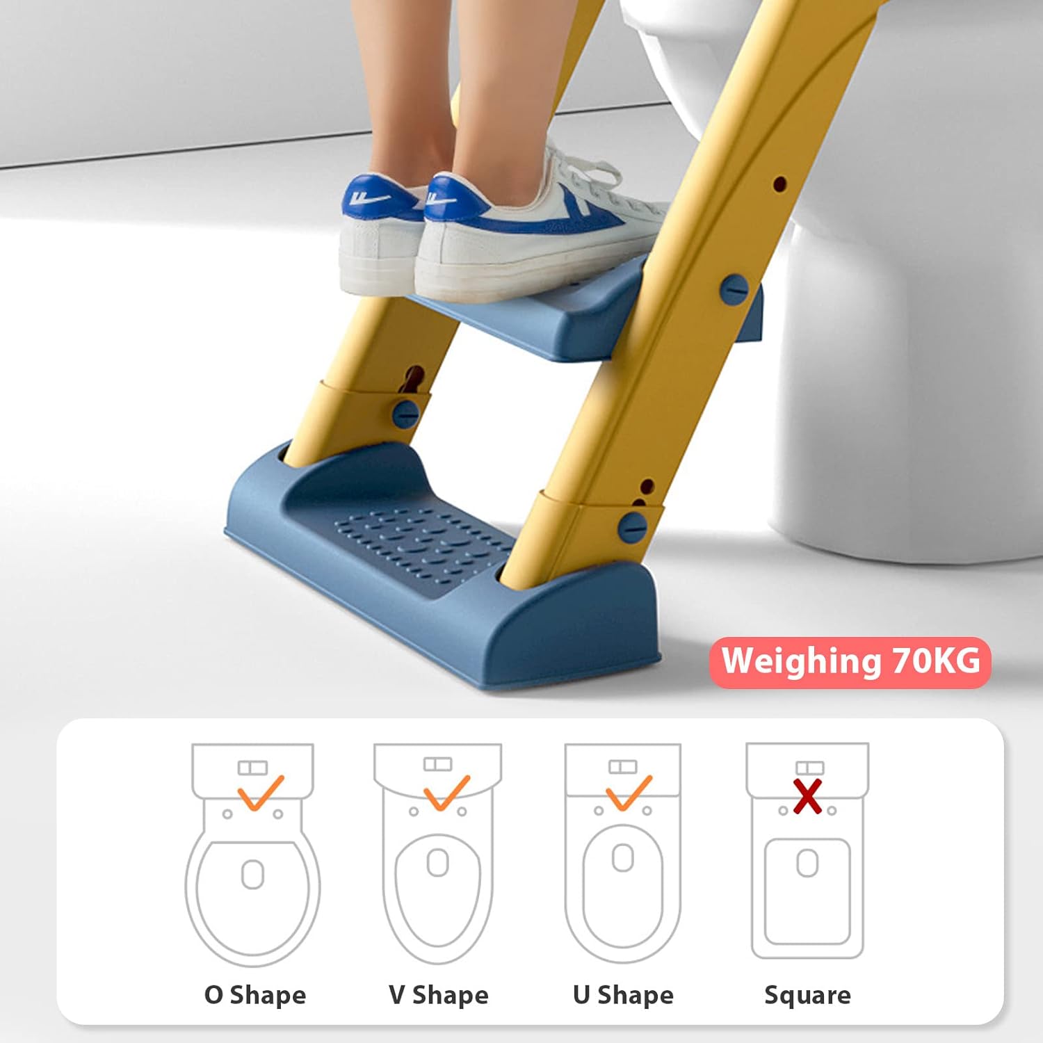 Potty Training Seat Step, Stool Ladder, Kids Boys Girls (Yellow) - SILBERSHELL