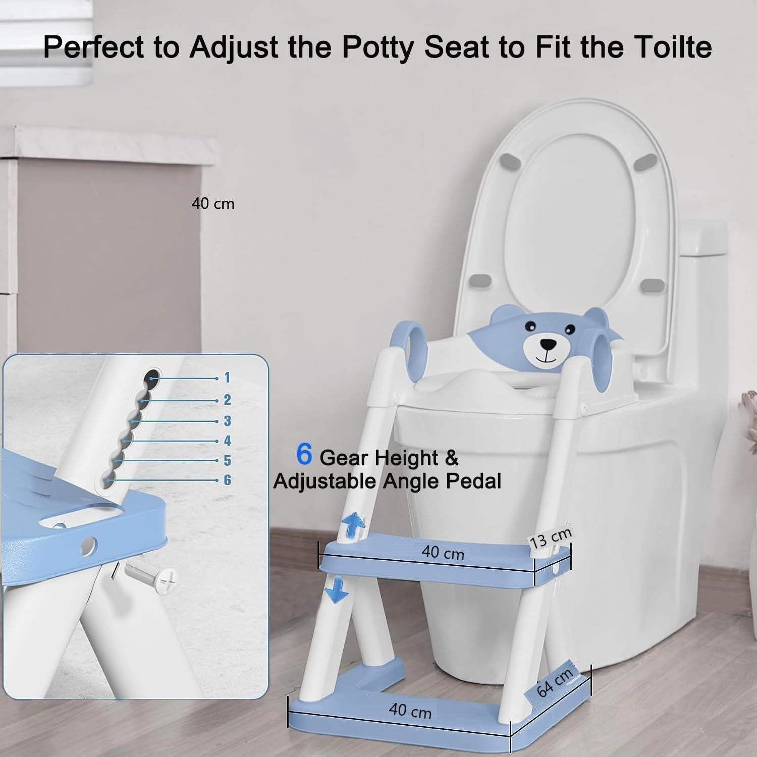 Potty Training Seat Ladder, Kids Boys Girls, Blue - SILBERSHELL