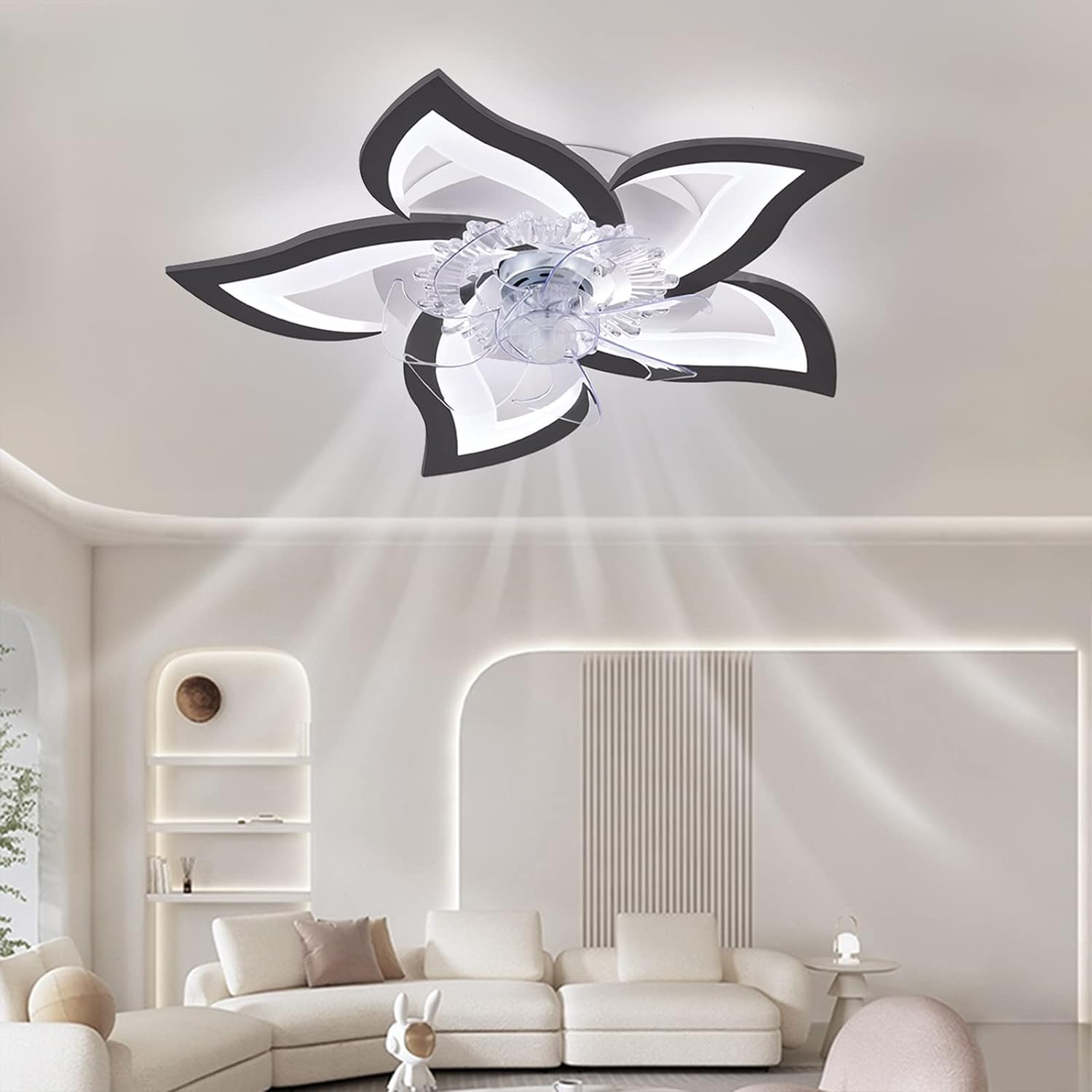 Low Ceiling Light Fan, Low Profile, 6 Wind Speed, 3 Colors (69 cm) - SILBERSHELL