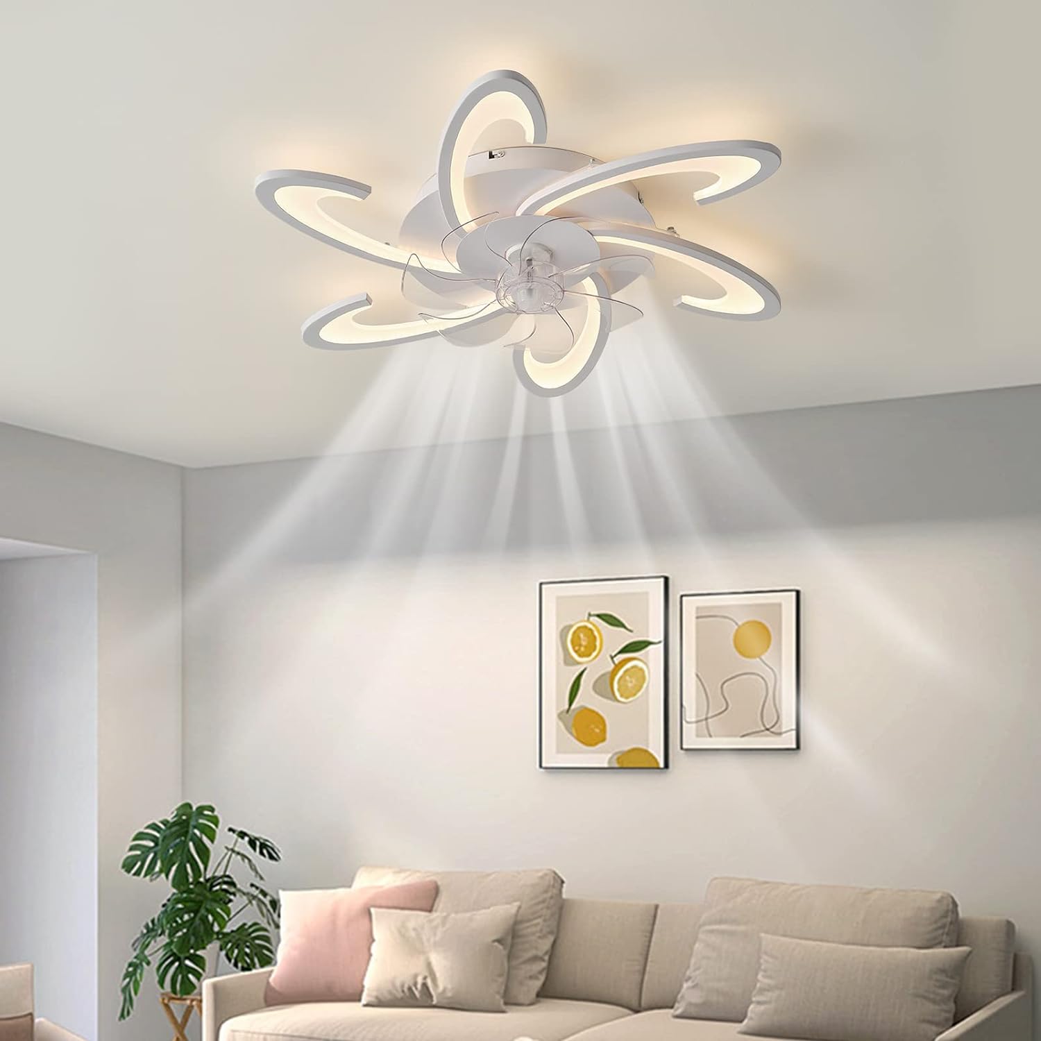 Low Ceiling Light Fan, Low Profile, 6 Wind Speed, 3 Colors (82 cm) - SILBERSHELL