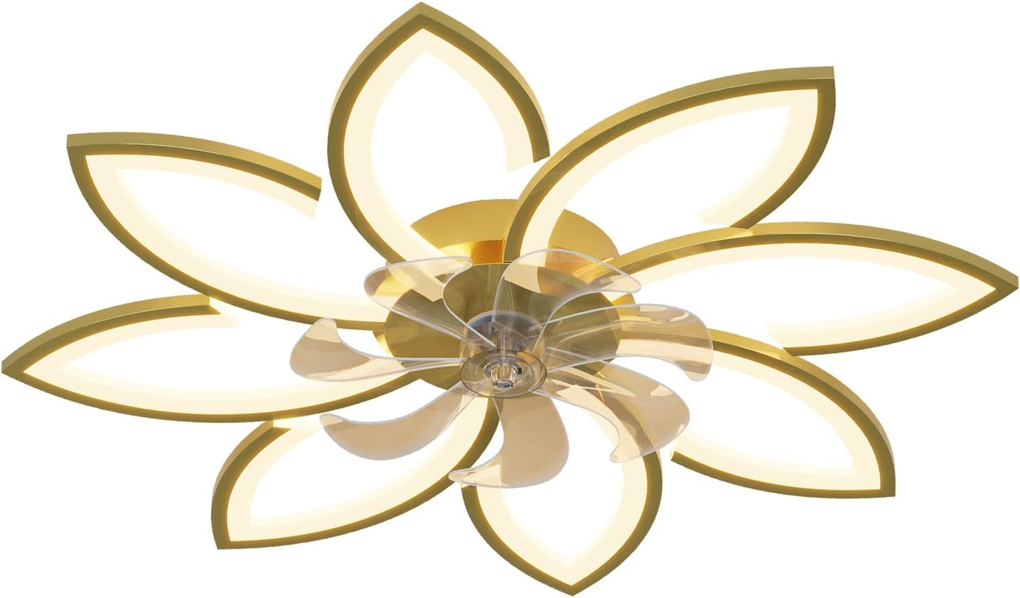 Modern Ceiling Light Fan, Low Profile, 6 Wind Speed, 3 Color (90cm, Gold) - SILBERSHELL