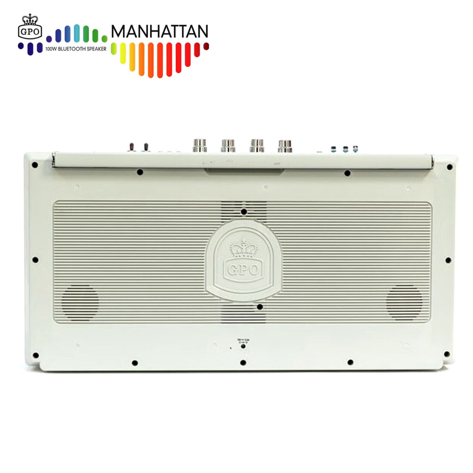 GPO Manhattan Retro Boombox Style Bluetooth Party PA Speaker Portable - SILBERSHELL