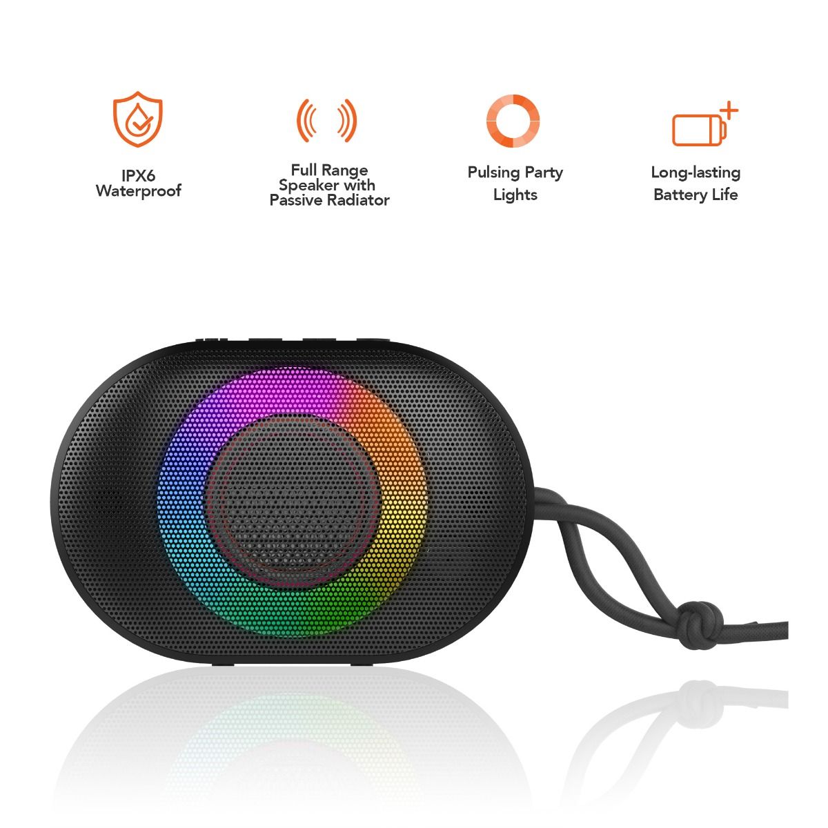 mbeat Bump B1 IPX6 Portable RGB Bluetooth Party Speaker - SILBERSHELL