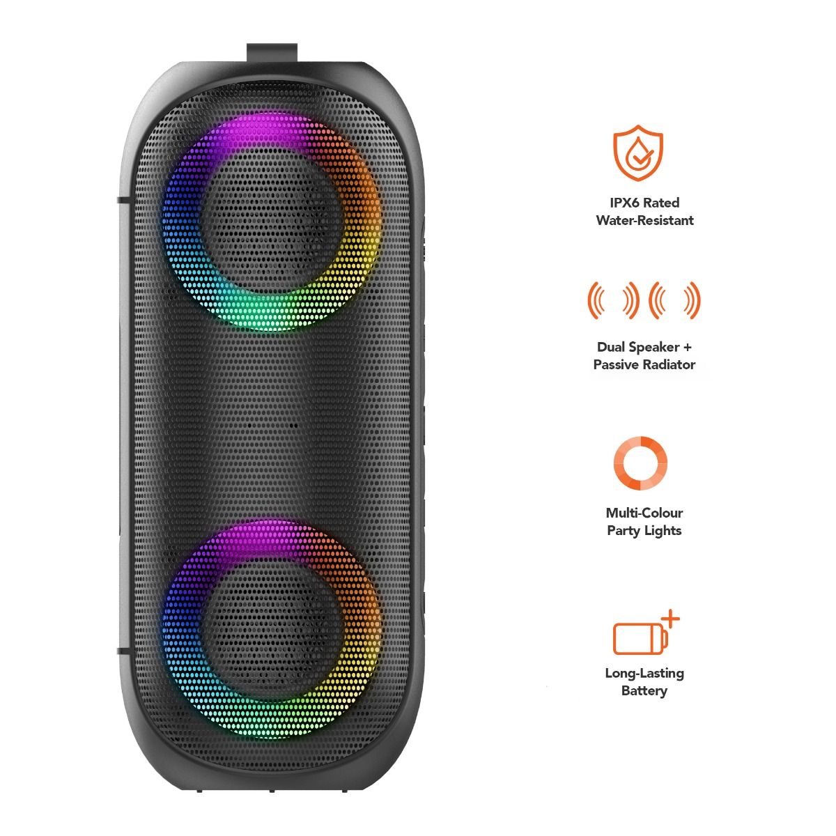 mbeat Bump B2 IPX6 Portable RGB Bluetooth Party Speaker - SILBERSHELL