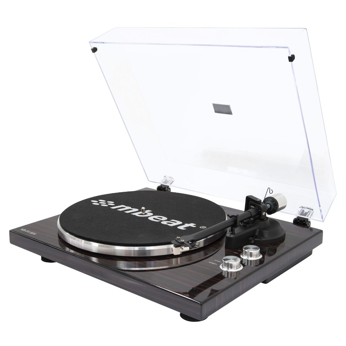 mbeat Hi-Fi Bluetooth Turntable (MMC, USB, Anti-skating, Preamplifier) - Macassar Ebony - SILBERSHELL