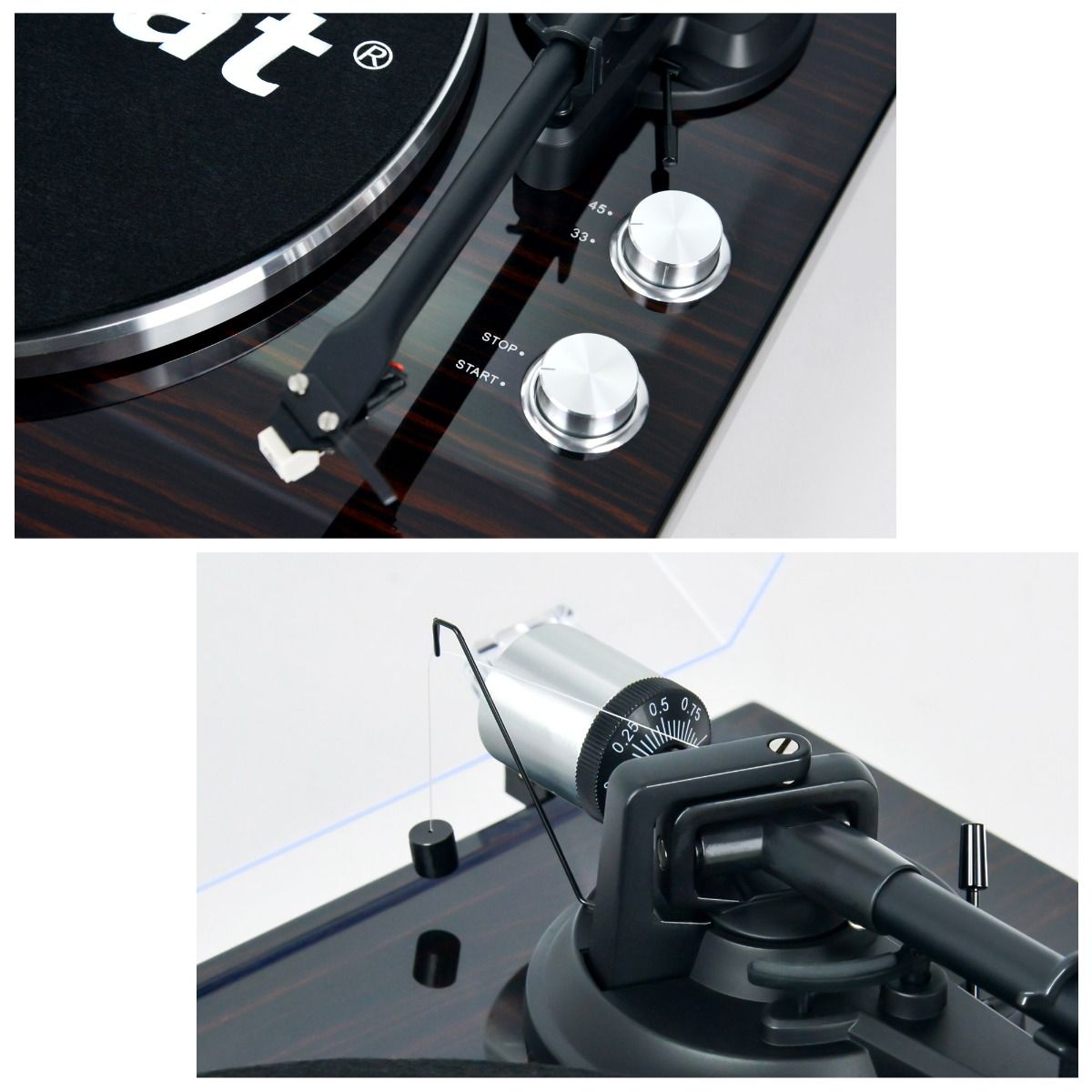 mbeat Hi-Fi Bluetooth Turntable (MMC, USB, Anti-skating, Preamplifier) - Macassar Ebony - SILBERSHELL