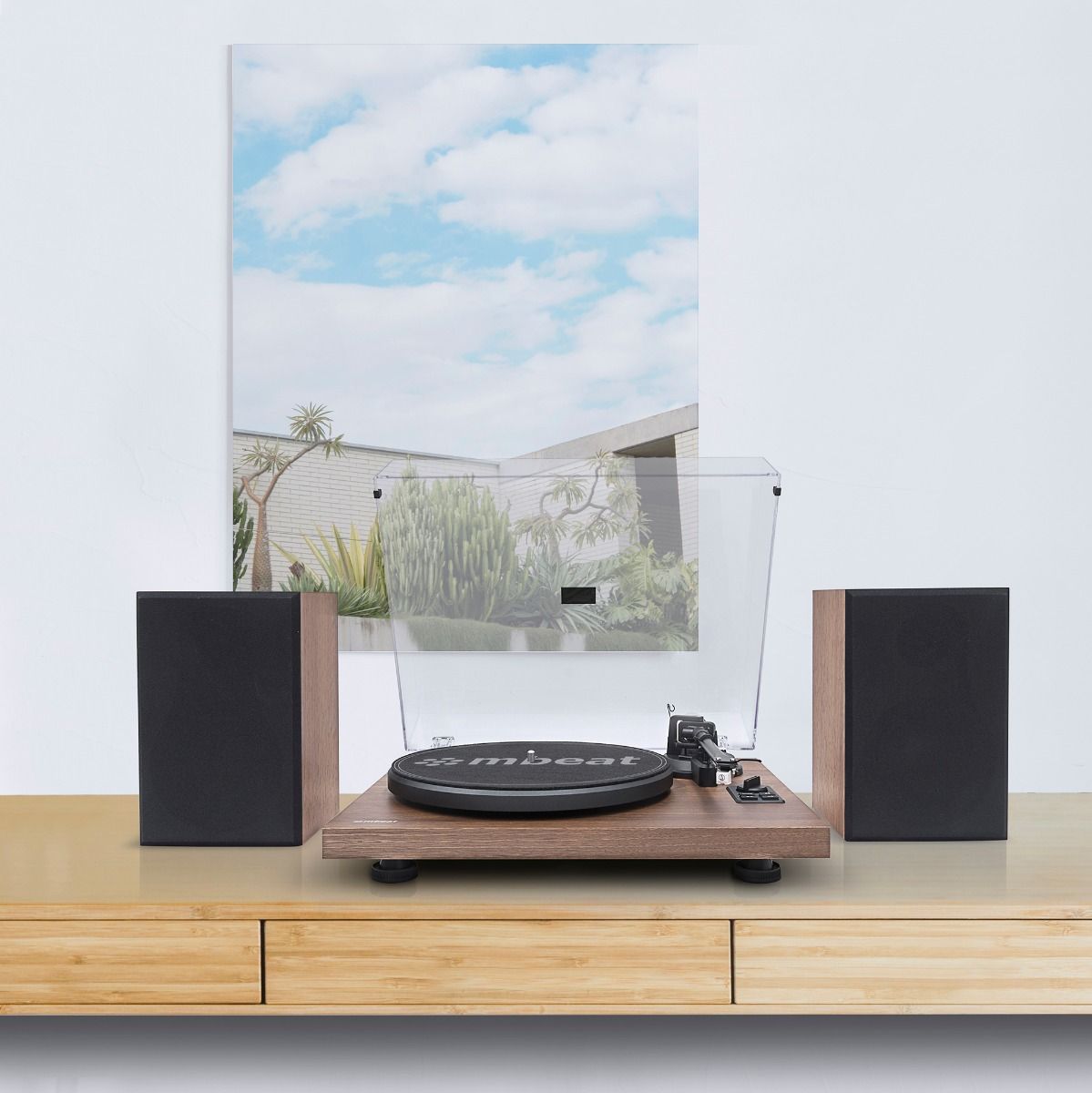 mbeat Hi-Fi Turntable with Bookshelf Speakers and Bluetooth Streaming - SILBERSHELL