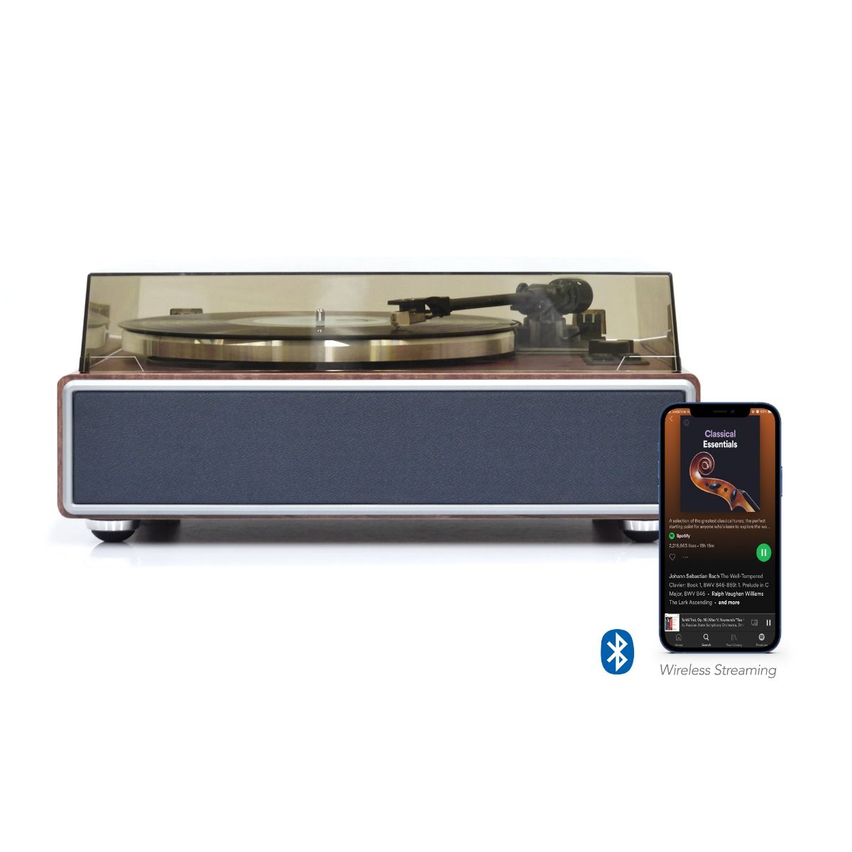 mbeat Hi-Fi Turntable with Built-In Bluetooth Receiving Speaker - SILBERSHELL