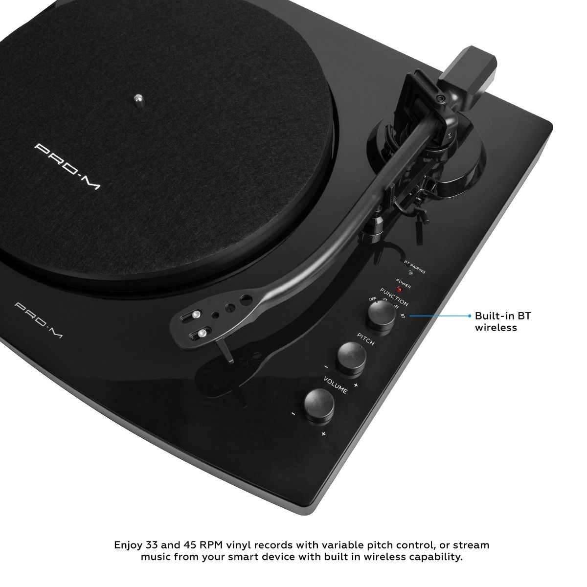 mbeat Pro-M Turntable with Bluetooth Speakers (Black) - SILBERSHELL