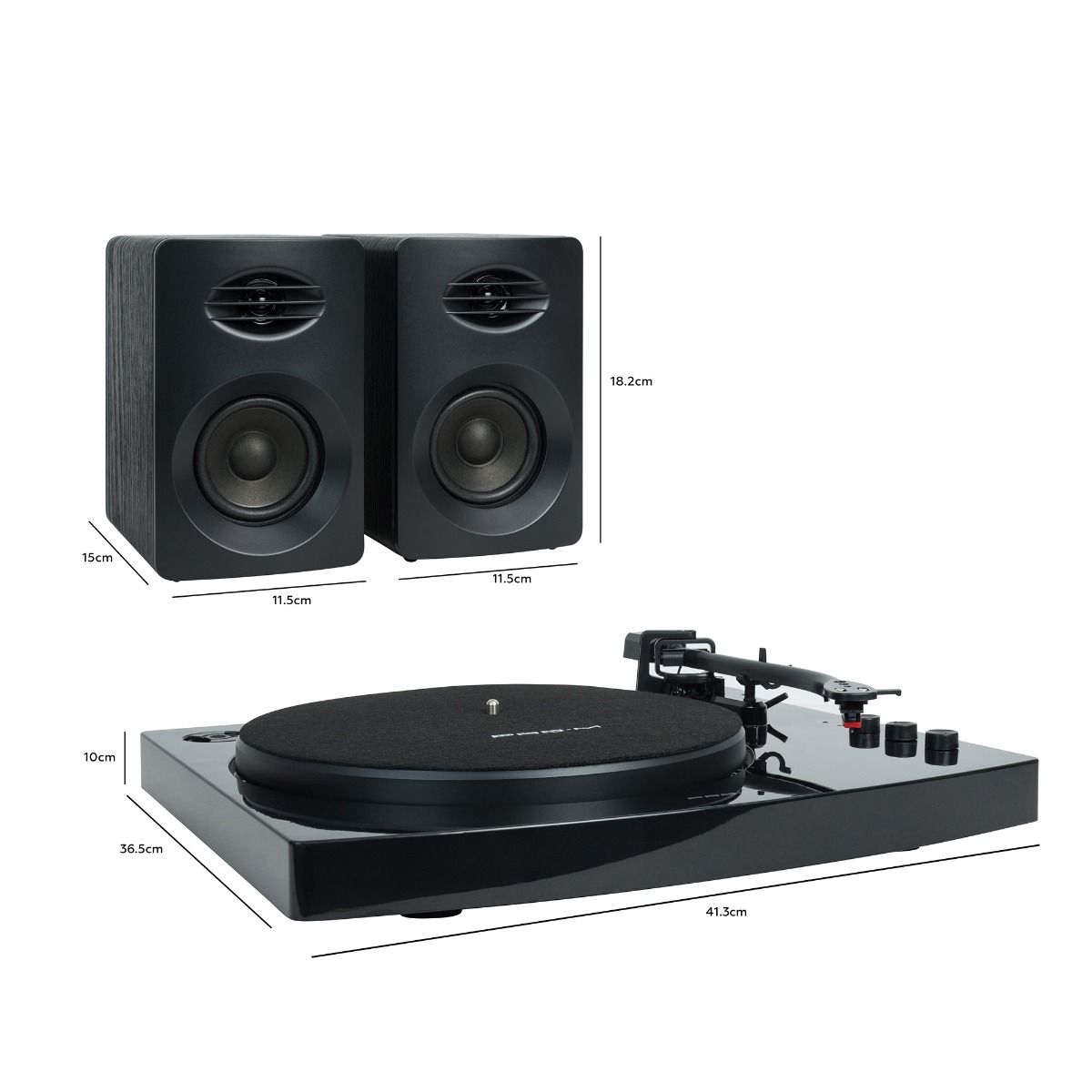 mbeat Pro-M Turntable with Bluetooth Speakers (Black) - SILBERSHELL