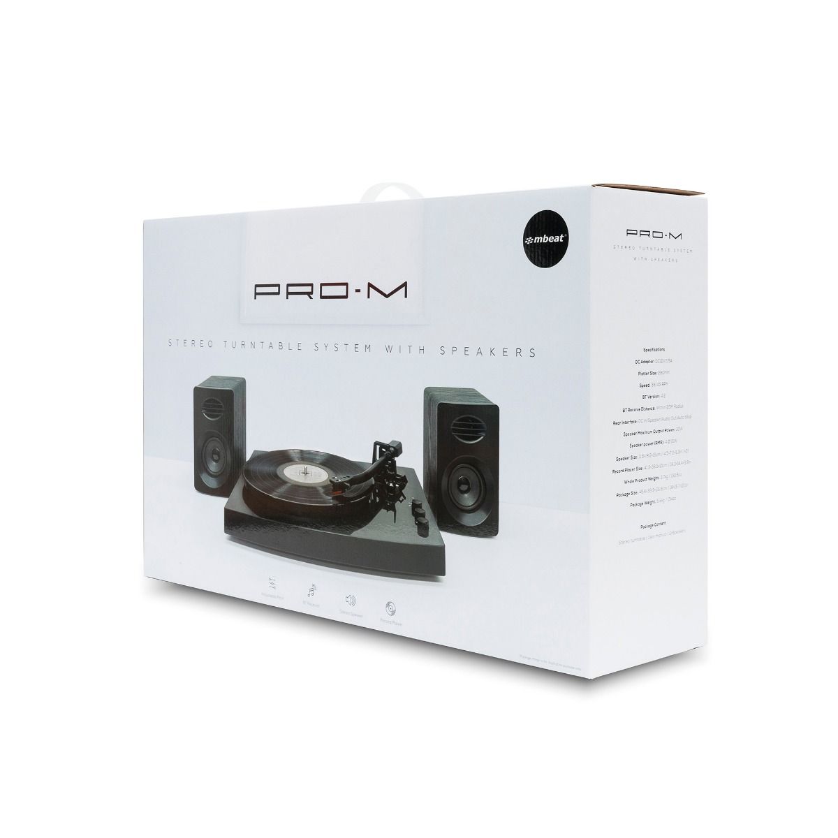 mbeat Pro-M Turntable with Bluetooth Speakers (Black) - SILBERSHELL