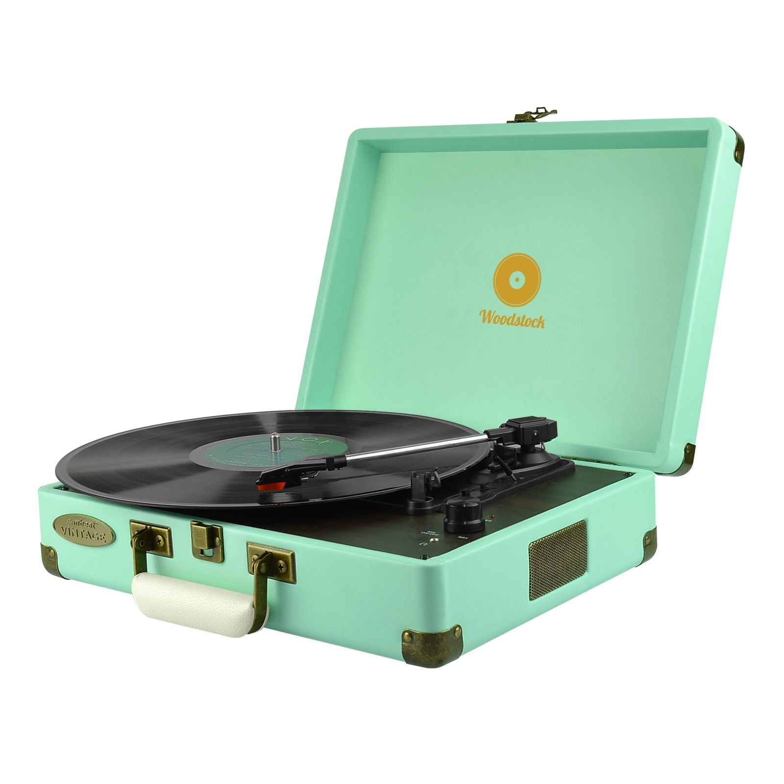 mbeat Woodstock Tiffany Blue Retro Turntable - SILBERSHELL