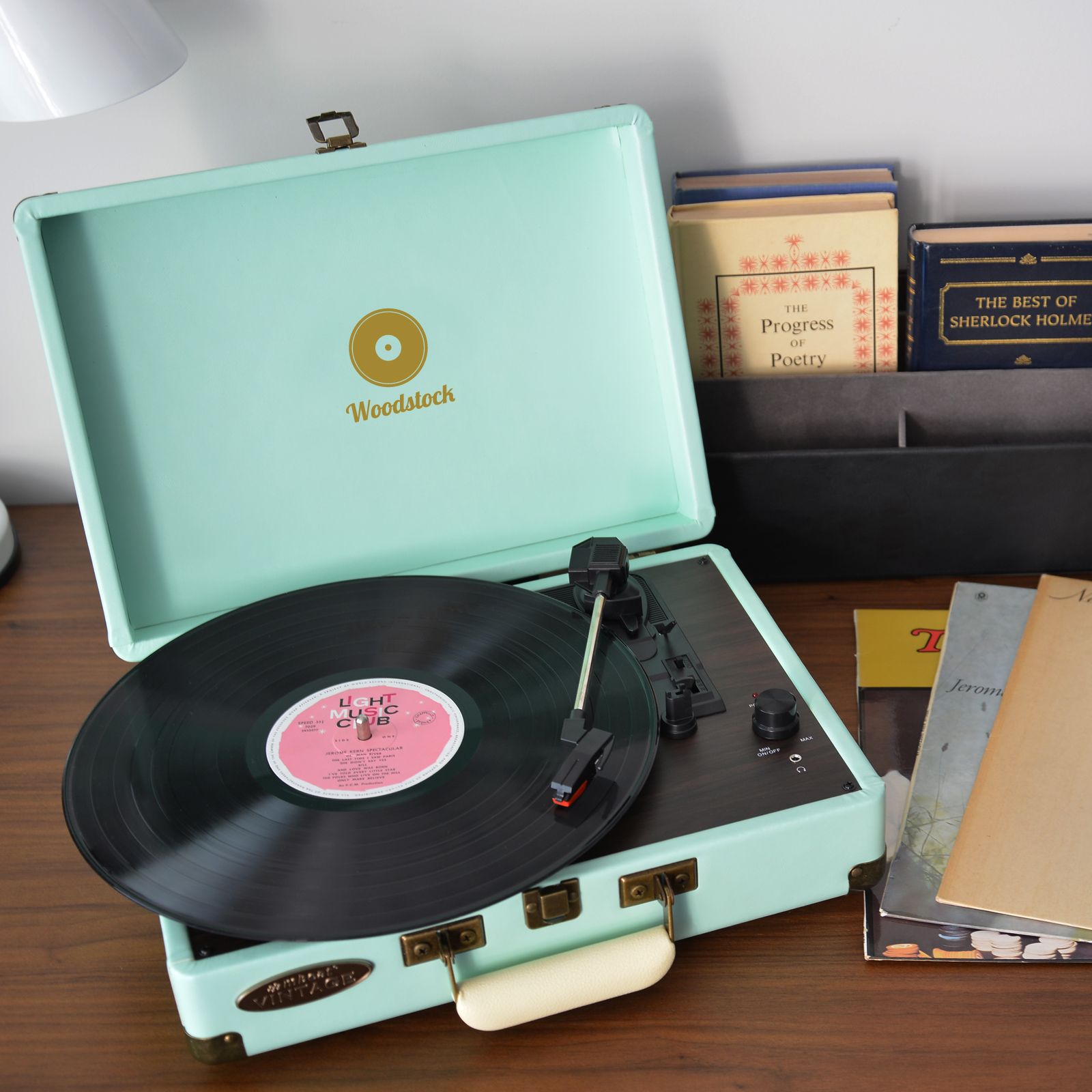 mbeat Woodstock Tiffany Blue Retro Turntable - SILBERSHELL