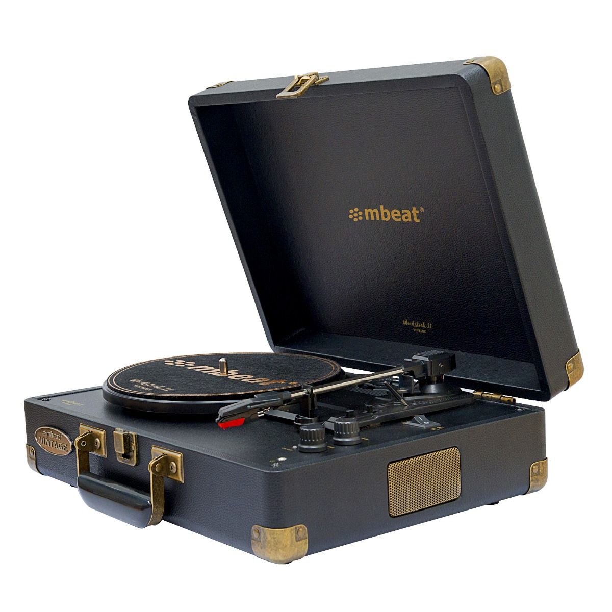 mbeat Woodstock II Black Retro Bluetooth (TX/RX) Turntable - SILBERSHELL