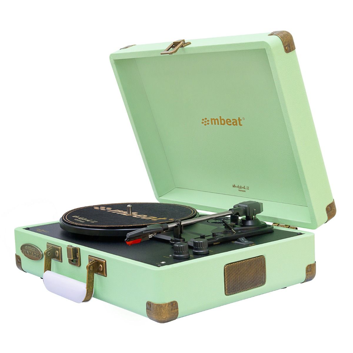 mbeat Woodstock II Tiffany Green Retro Bluetooth (TX/RX) Turntable - SILBERSHELL