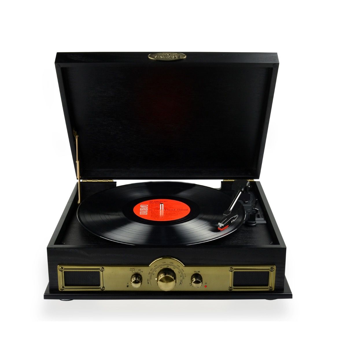 mbeat Vintage Wood Turntable with Bluetooth Speaker, AM/FM Radio - SILBERSHELL