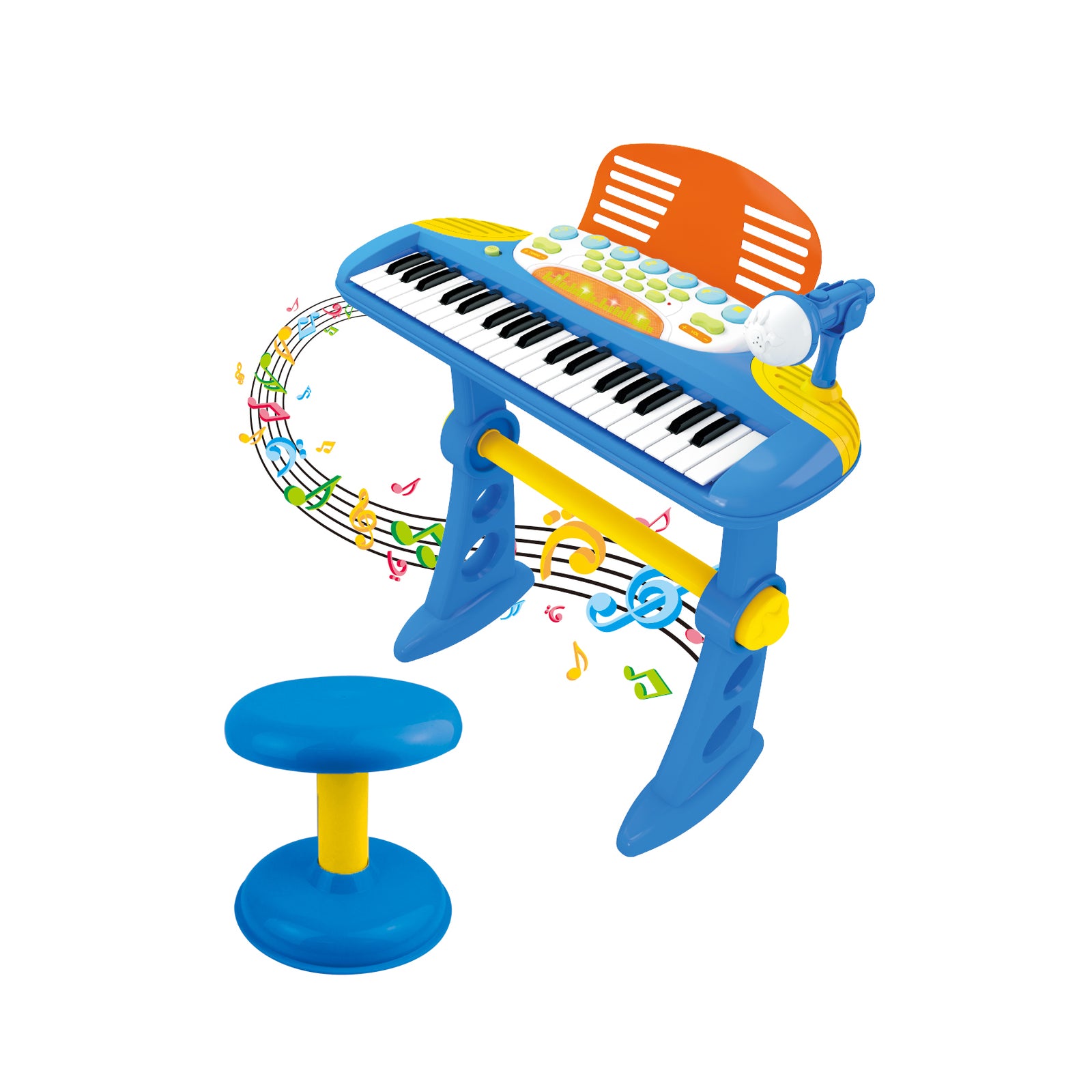 Children's Electronic Keyboard with Stand (Blue) Musical Instrument Toy - SILBERSHELL