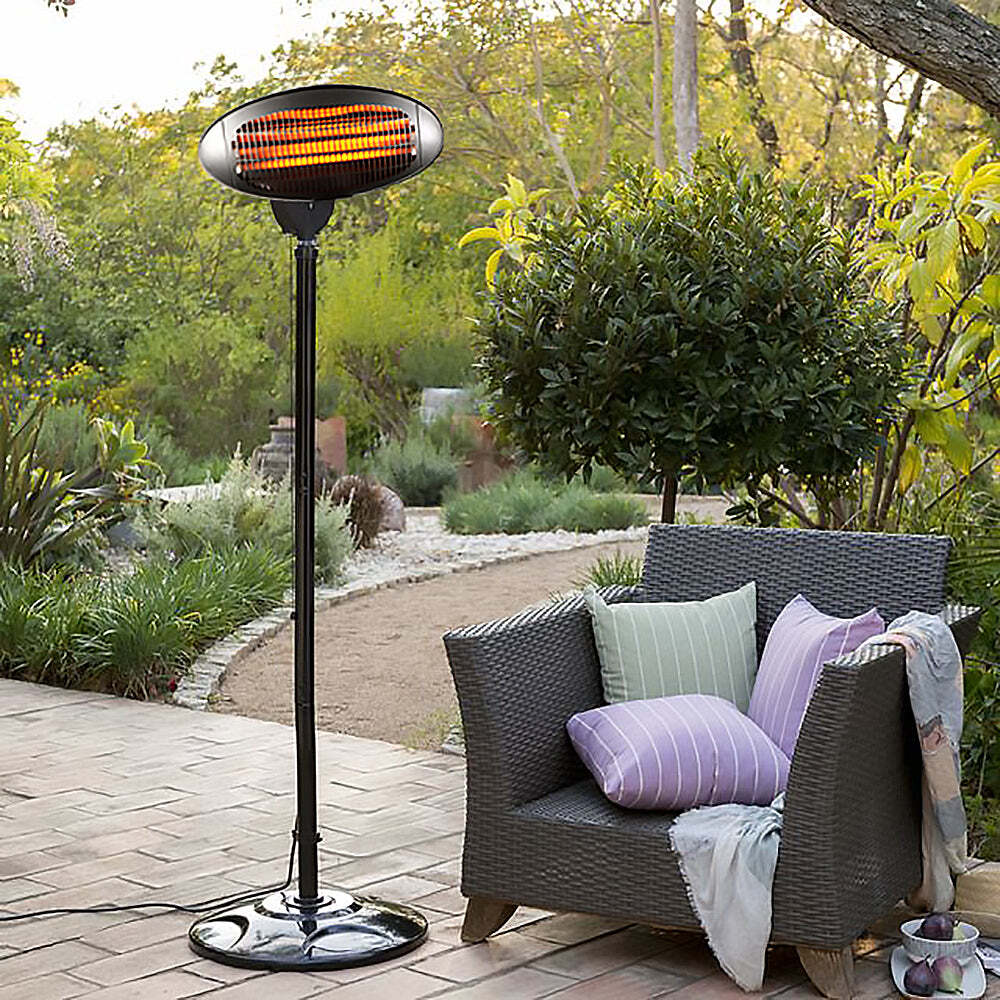 2000W 2.1m Free Standing Adjustable Portable Outdoor Electric Patio Heater Black - SILBERSHELL