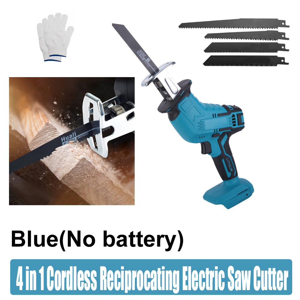 Blue Cordless Electric Reciprocating Saw Cutter with Blades without battery - SILBERSHELL