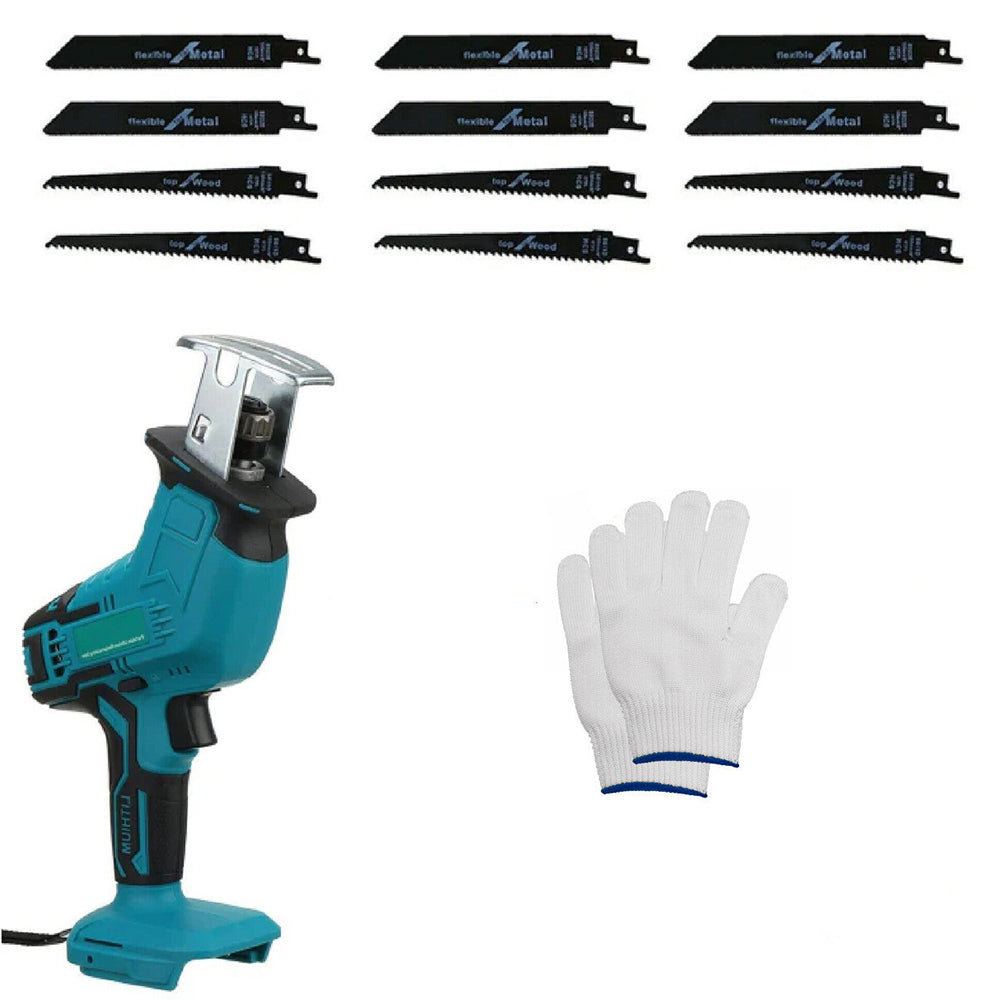 Blue Cordless Electric Reciprocating Saw Cutter with Blades without battery - SILBERSHELL