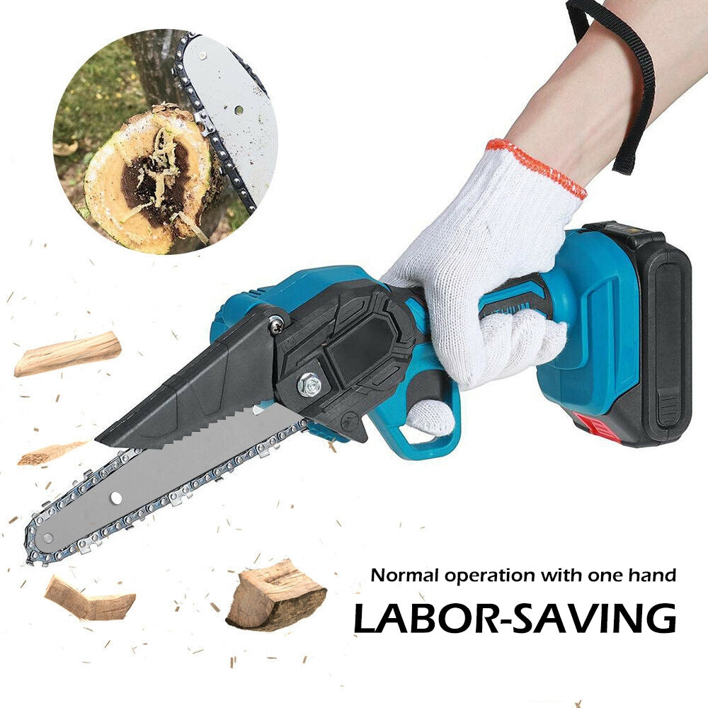 6" Mini Cordless Electric Chainsaw 2X Battery Powered Wood Cutter Rechargeable - SILBERSHELL