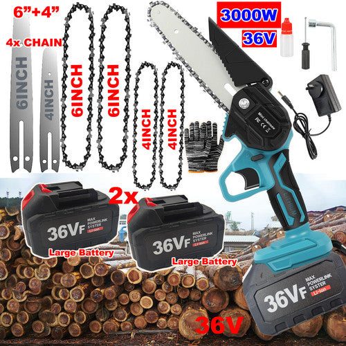 4"+6" Chainsaw Cordless Rechargeable Wood Cutter Saw Chain Saws Electric tools - SILBERSHELL