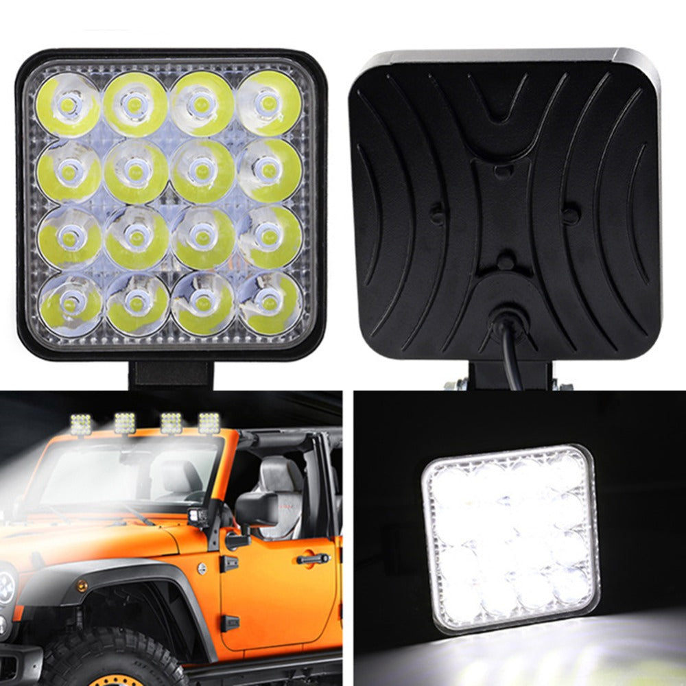 10PCS 80W CREE FLOOD LED Work Lights 12V 24V Boat Camping Square 4inch Bar - SILBERSHELL